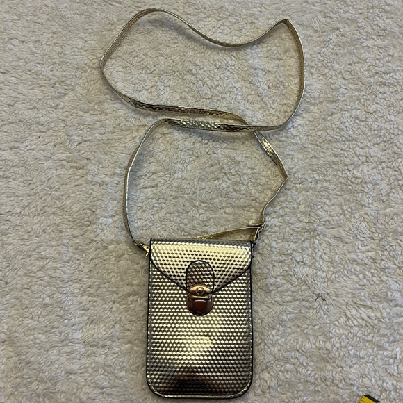 Handbags - Gold Shimmer Crossbody Phone Bag